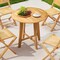 31.5" Round Teak Wooden Patio End Dining Table with Slatted Tabletop and X-shaped Frame